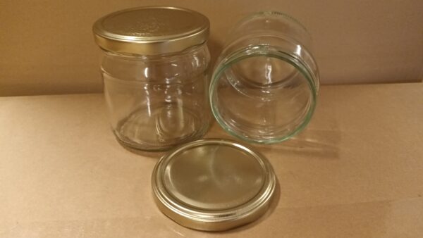 Rund Glas 450g - 408ml 12stk. Ø82 ligth gold låg